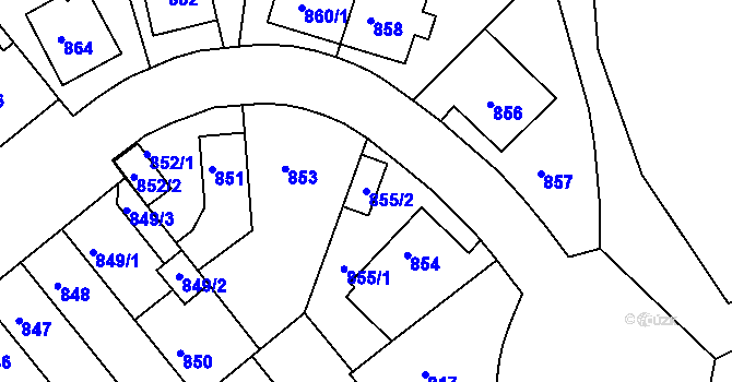 Parcela st. 855/2 v KÚ Příbram, Katastrální mapa