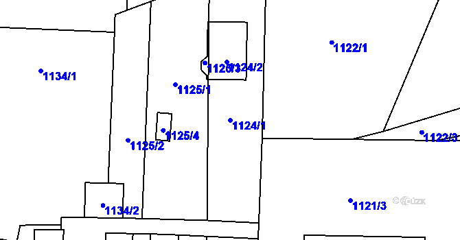 Parcela st. 1124/1 v KÚ Příbram, Katastrální mapa