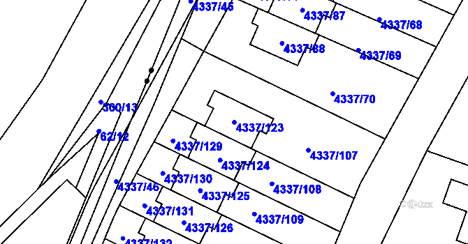 Parcela st. 4337/123 v KÚ Příbram, Katastrální mapa