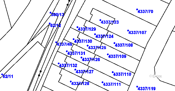 Parcela st. 4337/125 v KÚ Příbram, Katastrální mapa