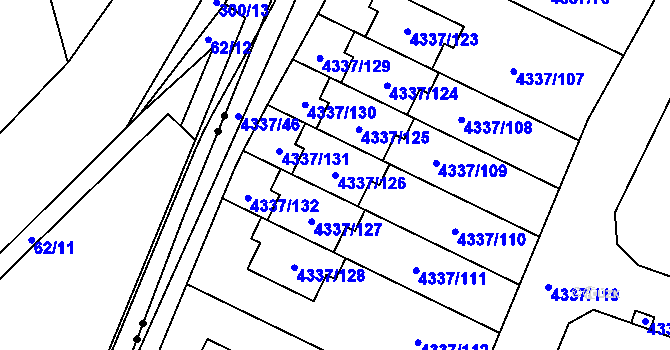 Parcela st. 4337/126 v KÚ Příbram, Katastrální mapa