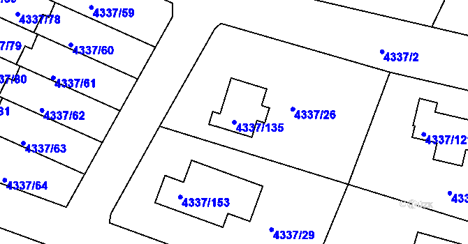 Parcela st. 4337/135 v KÚ Příbram, Katastrální mapa