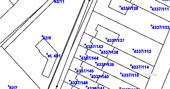 Parcela st. 4337/143 v KÚ Příbram, Katastrální mapa