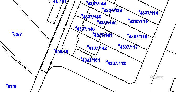 Parcela st. 4337/142 v KÚ Příbram, Katastrální mapa