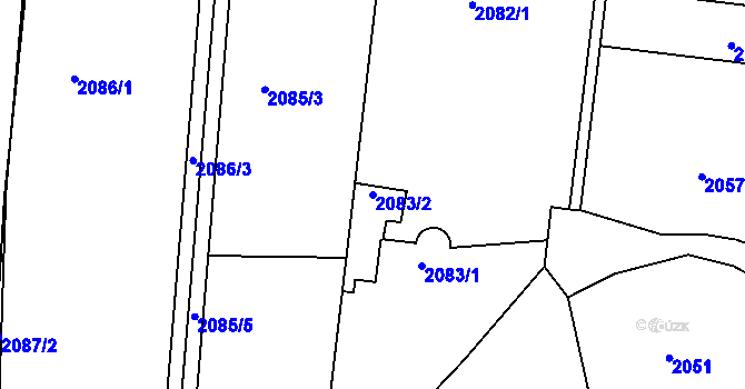 Parcela st. 2083/2 v KÚ Příbram, Katastrální mapa
