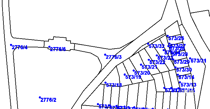 Parcela st. 2776/3 v KÚ Příbram, Katastrální mapa