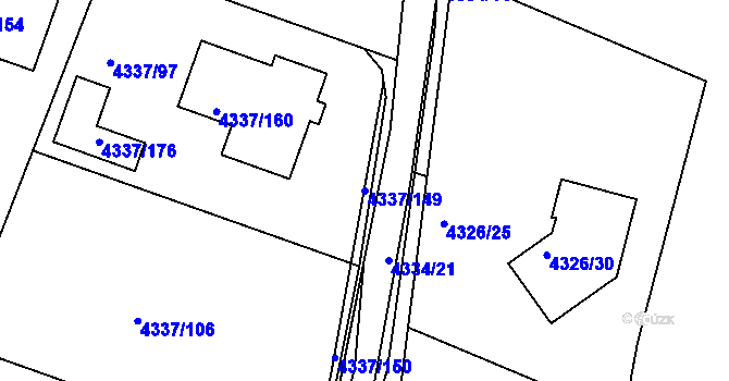 Parcela st. 4337/149 v KÚ Příbram, Katastrální mapa