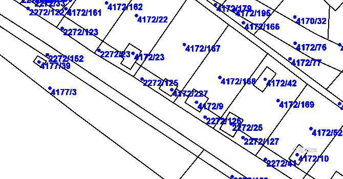 Parcela st. 4172/227 v KÚ Příbram, Katastrální mapa