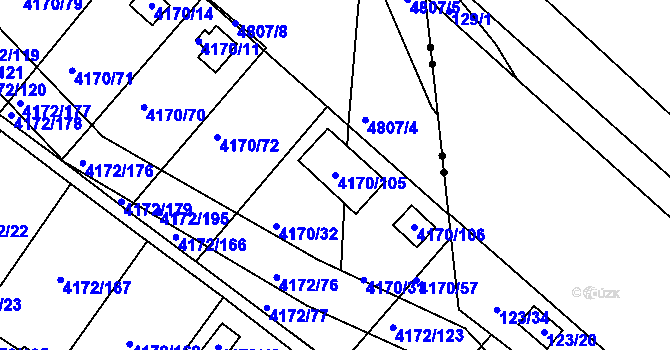 Parcela st. 4170/105 v KÚ Příbram, Katastrální mapa