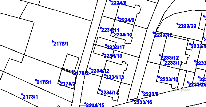 Parcela st. 2234/18 v KÚ Příbram, Katastrální mapa