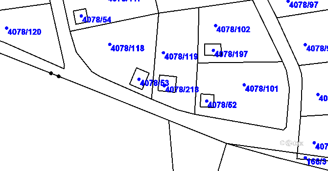 Parcela st. 4078/218 v KÚ Příbram, Katastrální mapa
