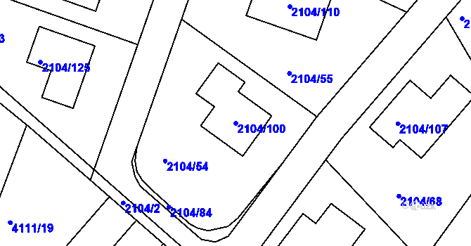 Parcela st. 2104/100 v KÚ Příbram, Katastrální mapa