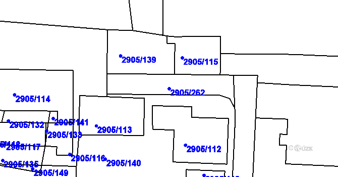 Parcela st. 2905/262 v KÚ Příbram, Katastrální mapa