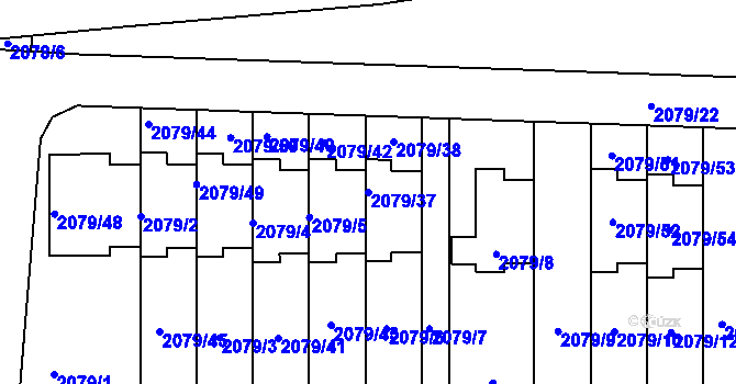 Parcela st. 2079/37 v KÚ Příbram, Katastrální mapa