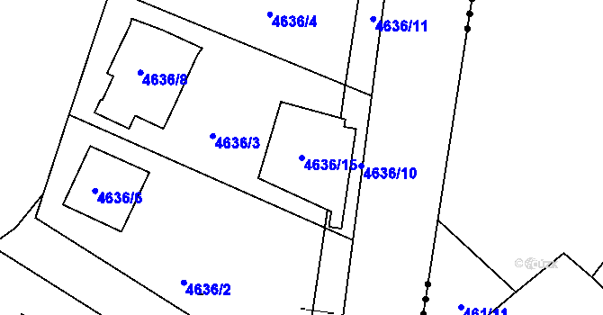 Parcela st. 4636/15 v KÚ Příbram, Katastrální mapa