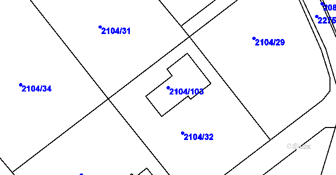 Parcela st. 2104/103 v KÚ Příbram, Katastrální mapa