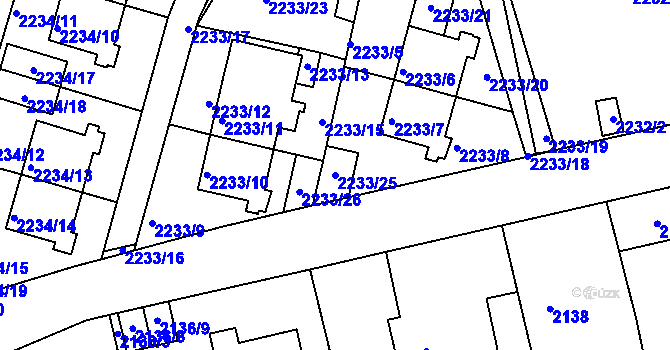 Parcela st. 2233/25 v KÚ Příbram, Katastrální mapa