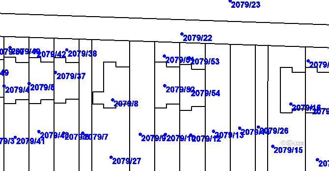 Parcela st. 2079/52 v KÚ Příbram, Katastrální mapa