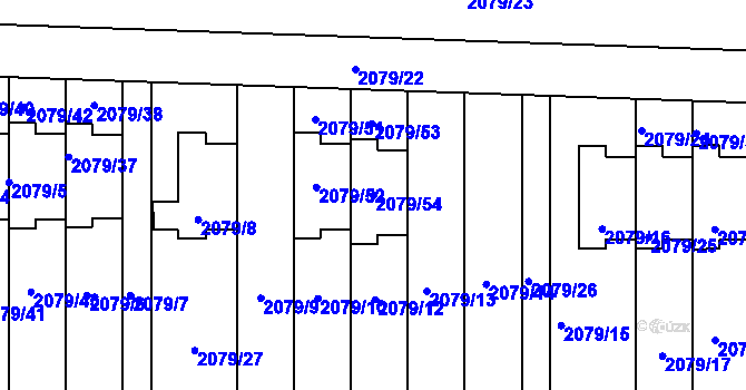 Parcela st. 2079/54 v KÚ Příbram, Katastrální mapa