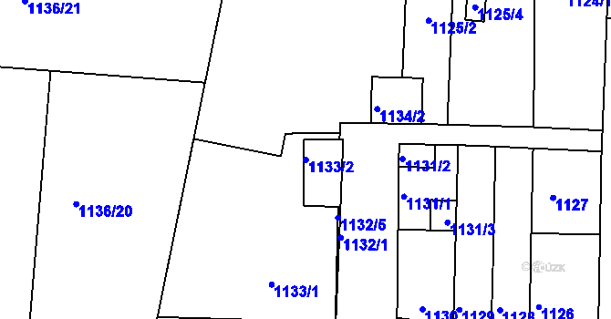 Parcela st. 1133/2 v KÚ Příbram, Katastrální mapa