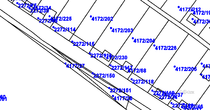 Parcela st. 4172/230 v KÚ Příbram, Katastrální mapa