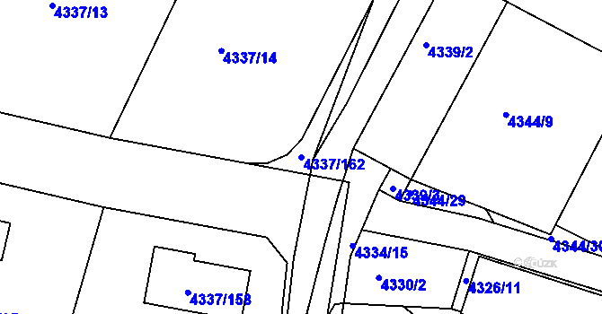 Parcela st. 4337/162 v KÚ Příbram, Katastrální mapa