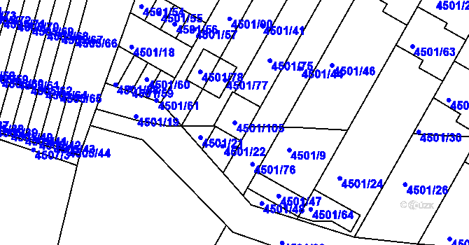 Parcela st. 4501/105 v KÚ Příbram, Katastrální mapa