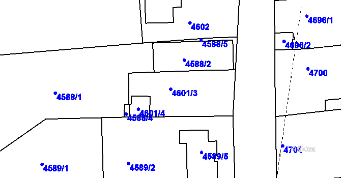 Parcela st. 4601/3 v KÚ Příbram, Katastrální mapa