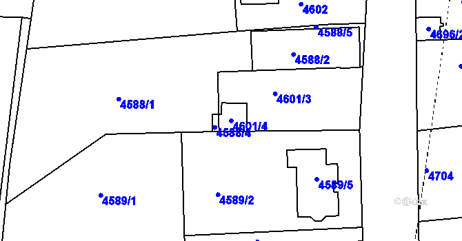 Parcela st. 4601/4 v KÚ Příbram, Katastrální mapa