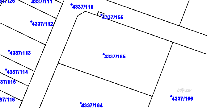 Parcela st. 4337/165 v KÚ Příbram, Katastrální mapa