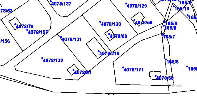Parcela st. 4078/219 v KÚ Příbram, Katastrální mapa