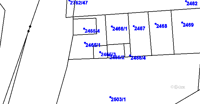Parcela st. 2465/3 v KÚ Příbram, Katastrální mapa