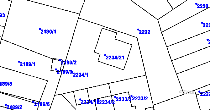 Parcela st. 2234/21 v KÚ Příbram, Katastrální mapa