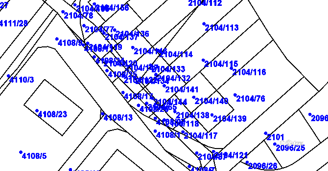 Parcela st. 2104/141 v KÚ Příbram, Katastrální mapa