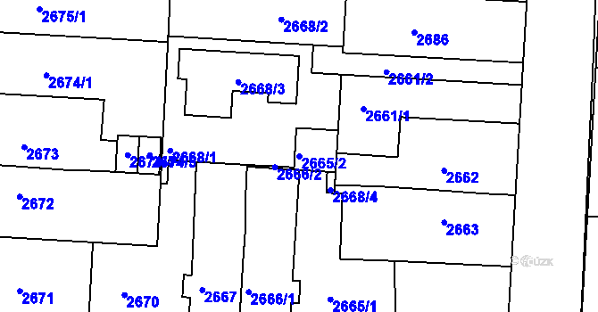 Parcela st. 2665/2 v KÚ Příbram, Katastrální mapa
