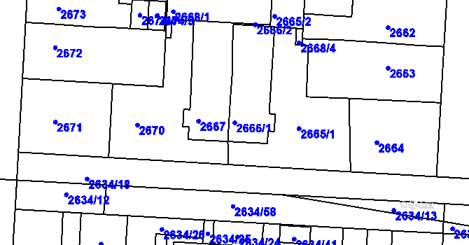 Parcela st. 2666/1 v KÚ Příbram, Katastrální mapa