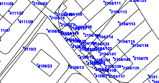 Parcela st. 2104/147 v KÚ Příbram, Katastrální mapa