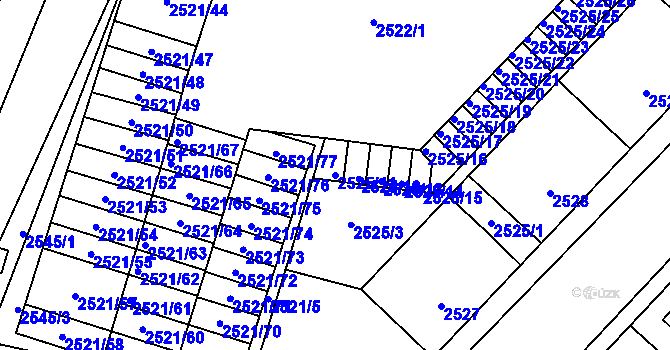 Parcela st. 2525/11 v KÚ Příbram, Katastrální mapa