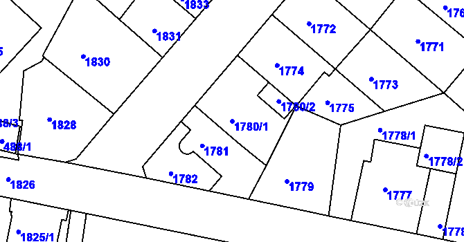 Parcela st. 1780/1 v KÚ Příbram, Katastrální mapa