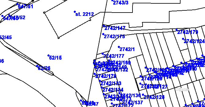 Parcela st. 2742/177 v KÚ Příbram, Katastrální mapa