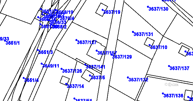 Parcela st. 3637/157 v KÚ Příbram, Katastrální mapa