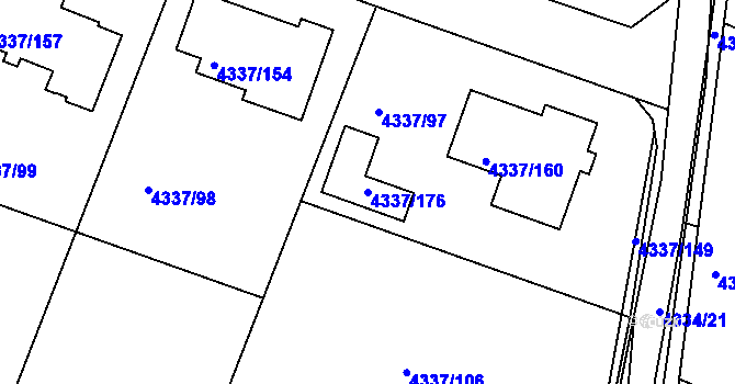 Parcela st. 4337/176 v KÚ Příbram, Katastrální mapa
