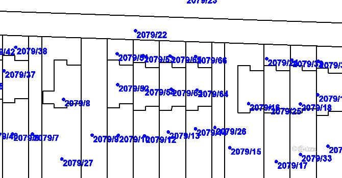 Parcela st. 2079/63 v KÚ Příbram, Katastrální mapa