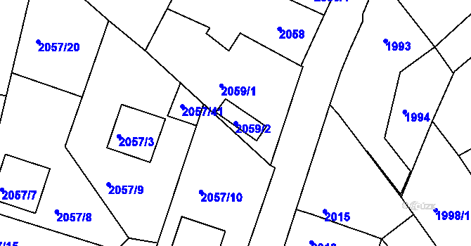 Parcela st. 2059/2 v KÚ Příbram, Katastrální mapa