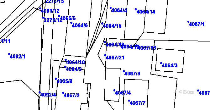 Parcela st. 4067/21 v KÚ Příbram, Katastrální mapa