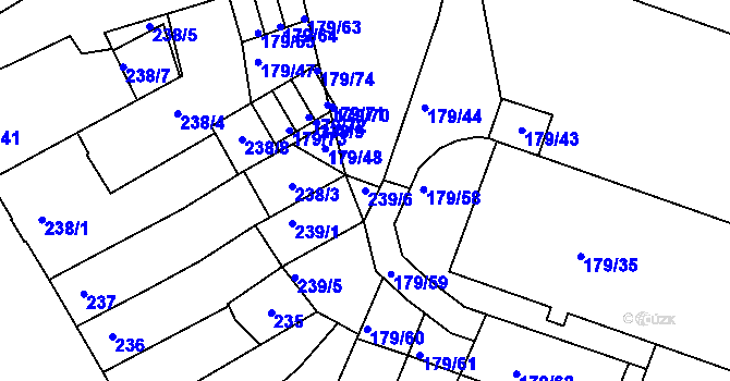 Parcela st. 239/6 v KÚ Příbram, Katastrální mapa