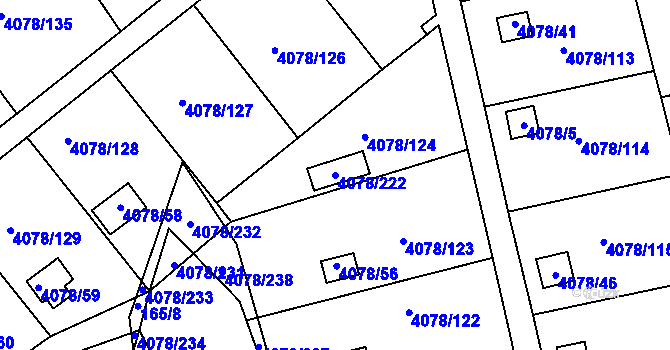 Parcela st. 4078/222 v KÚ Příbram, Katastrální mapa
