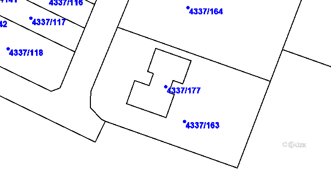 Parcela st. 4337/177 v KÚ Příbram, Katastrální mapa