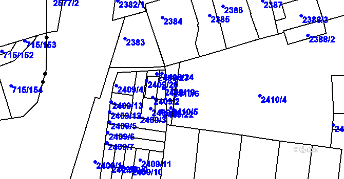 Parcela st. 2410/6 v KÚ Příbram, Katastrální mapa