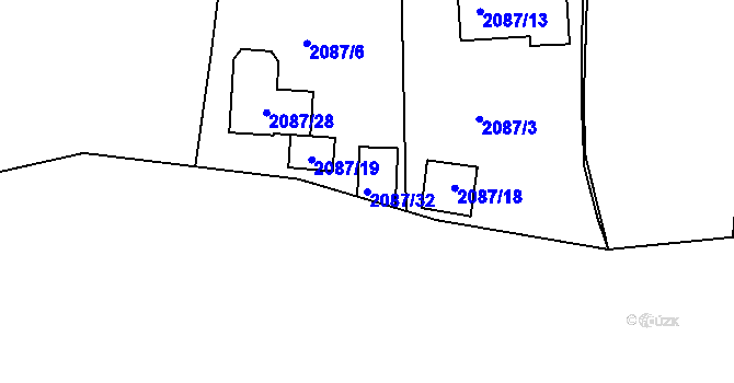 Parcela st. 2087/32 v KÚ Příbram, Katastrální mapa